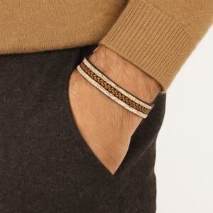 دستبند چرمی مردانه مدل Deri 1026