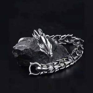 دستبند استیل مردانه مدل اژدها Dragon با طراحی خاص و نماد قدرت